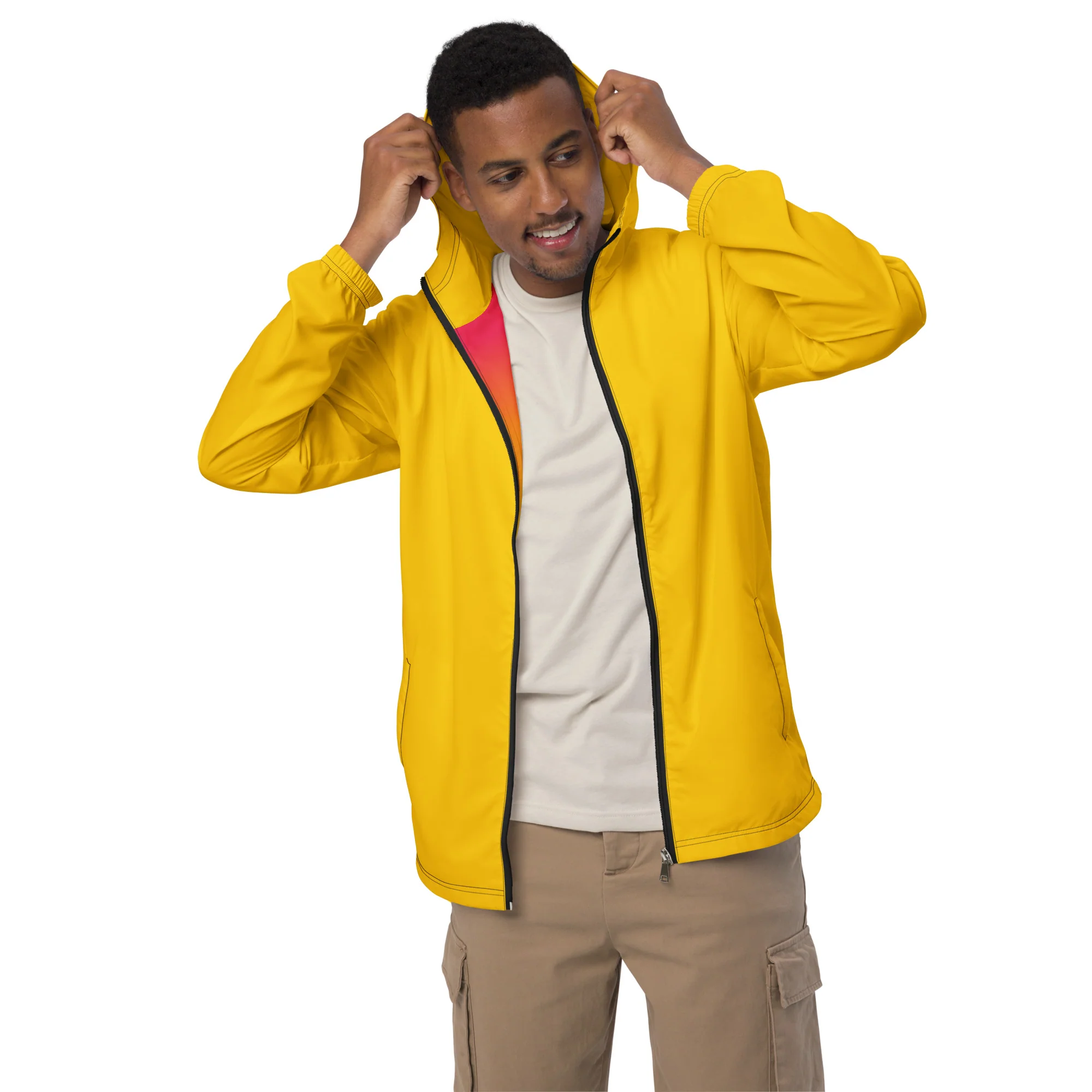Yellow Windbreaker With Rainbow Pride Inside - Image 4