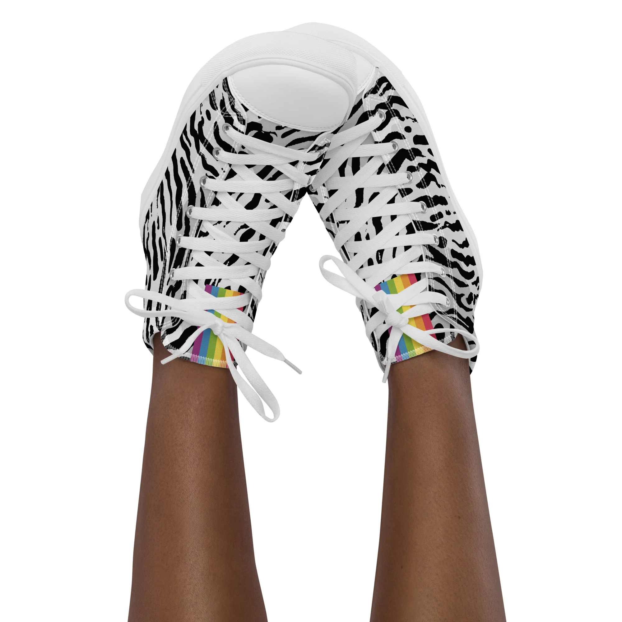Zebra Print Rainbow Pride High Top Trainers (female sizes) - Image 5